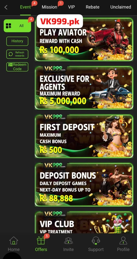 Bonuses and Promotions on VK 999