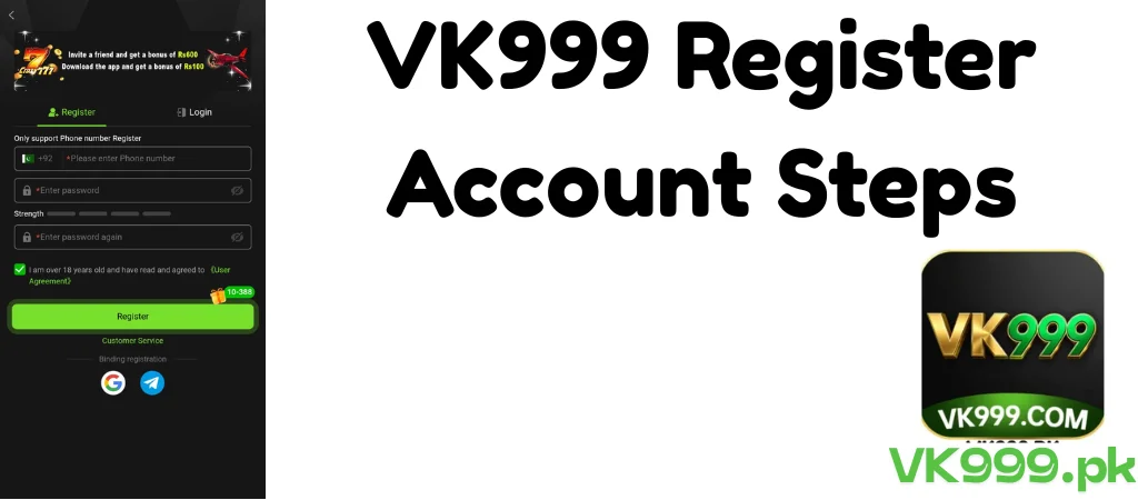 VK999 Register Account Steps