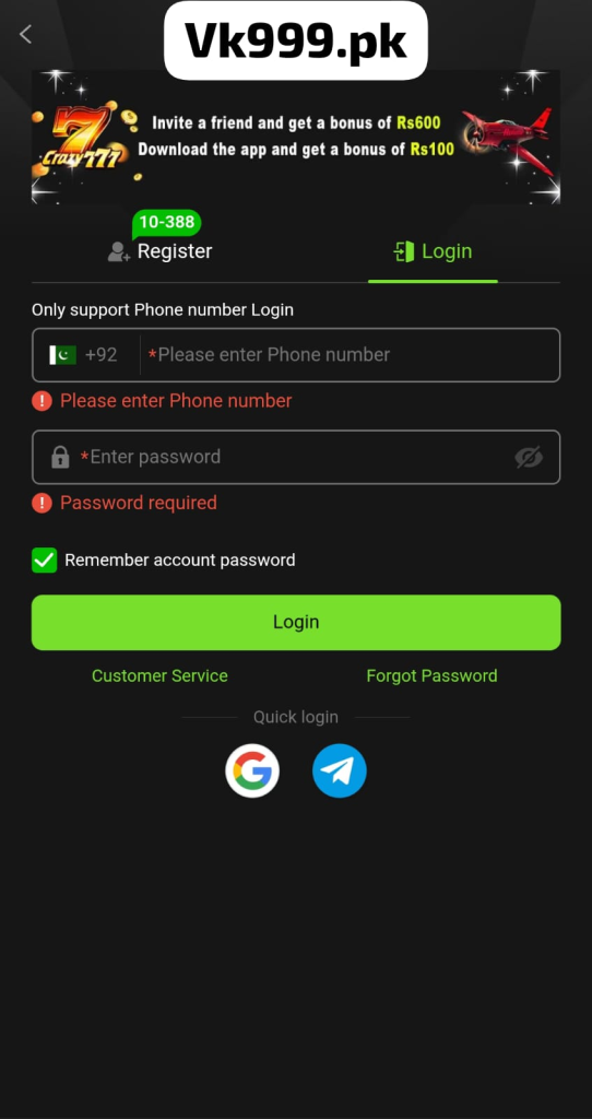 VK999 Login Access Your VK999 Account 2026 | VK999.pk